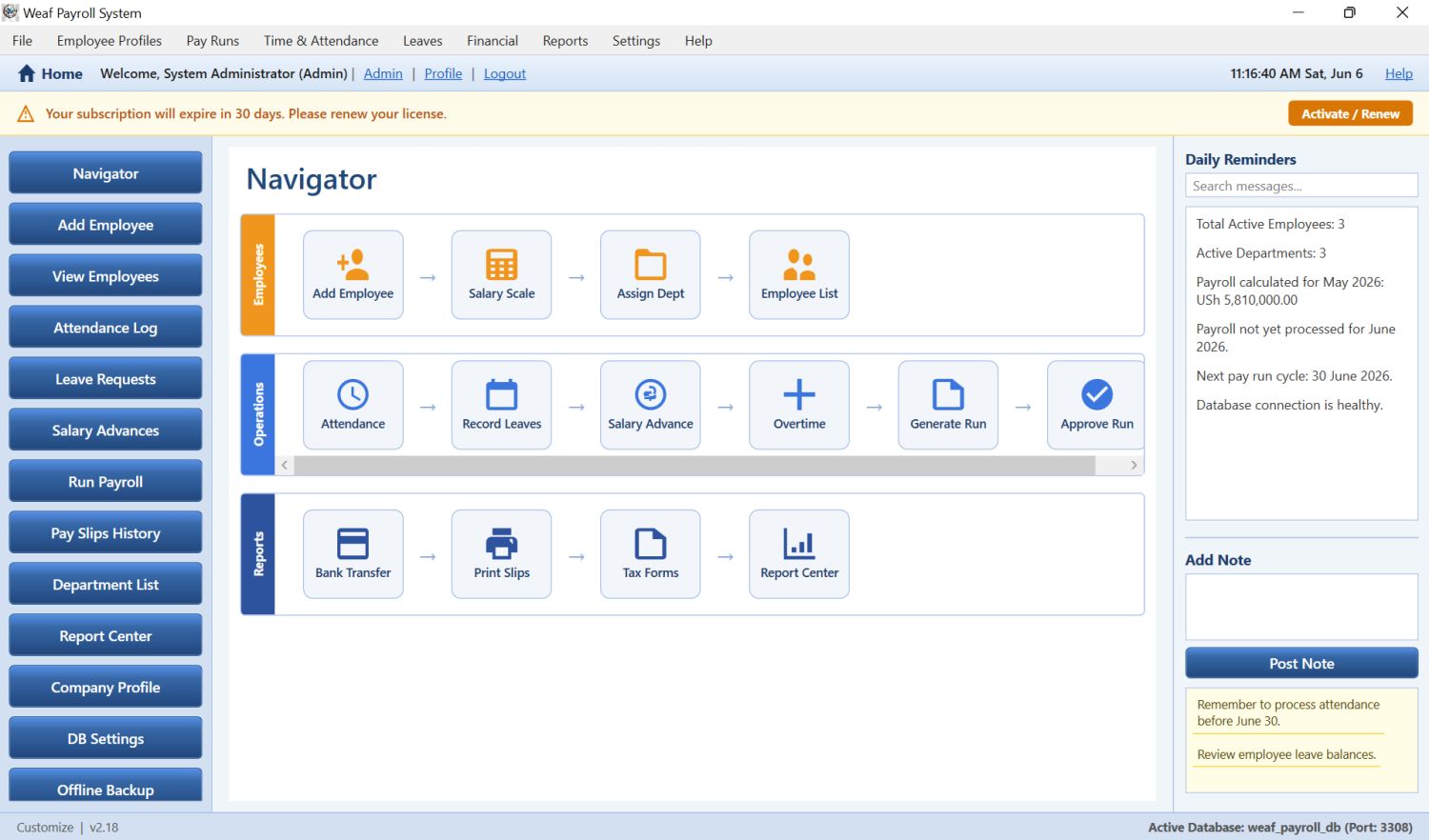 WEAF Payroll Management System | Employee Payroll, Attendance, Leave & HR Management Software