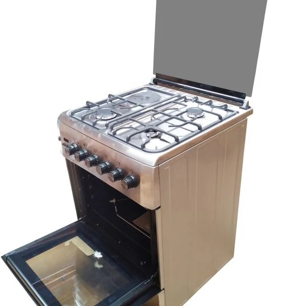 BlueFlame diamond cooker D6031ERF 60cm X 60cm 3gas burners and 1 electric plate with electric oven inox – stainless steel