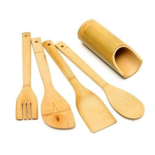 Generic Bamboo Kitchen Cooking Set 5 in 1 Bamboo Sets - Brown