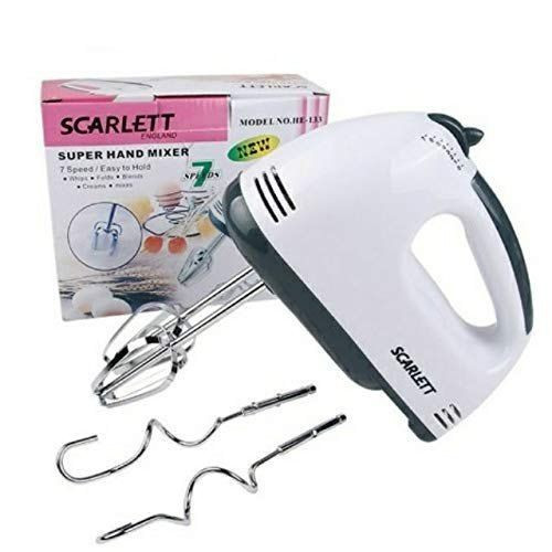 Scarlett 7-Speed Scarlett Hand Mixer, Egg Beater,White.