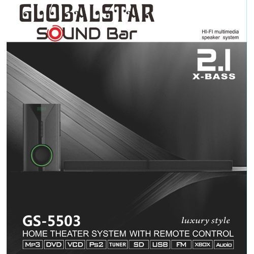 Global Star Sound Bar System Globalstar Soundbar Channel GS-5503 Hifi Enabled Speakers Wireless Soundbar -Black