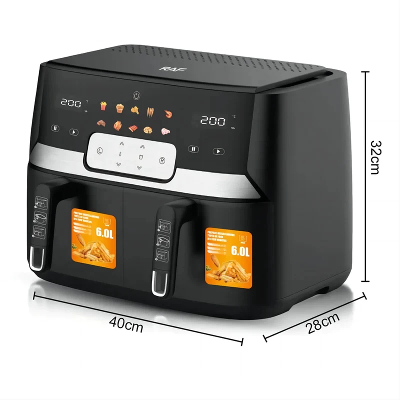 RAF DOUBLE Digital Air Fryer - R5236 | Double Digital Air Fryer 6L+6L | 2800W Air Fryer