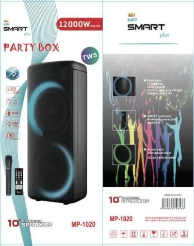 Smart Plus Speakers Party Box 10″ Double MP1020 Smartplus Partybox - Black