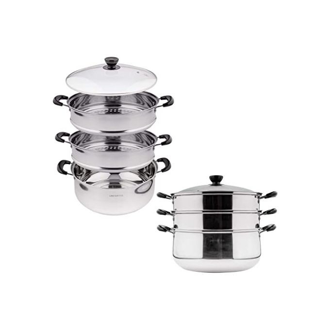 Generic 3 Piece Heavy Stainless Steel Saucepans Cookware - color and designs may vary